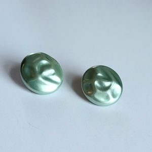 vintage textured oversize button clip-on earrings